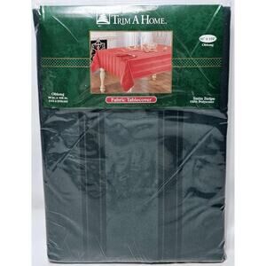 Trim A Home Fabric Tablecloth Satin Stripe Polyester Oblong 60"x102" Green NEW